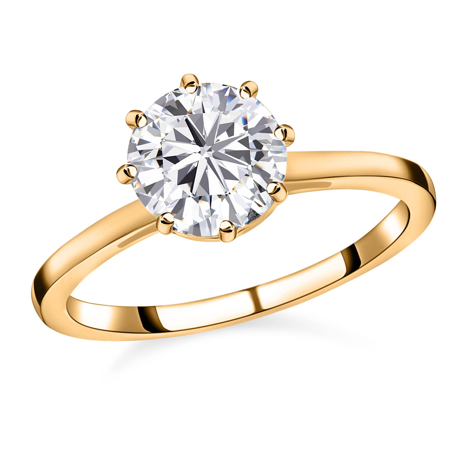 D'Joy Heart and Arrow Cut Moissanite 2.35 ctw Solitaire Ring in Vermeil Yellow Gold Over Sterling Silver (Size 10.0)