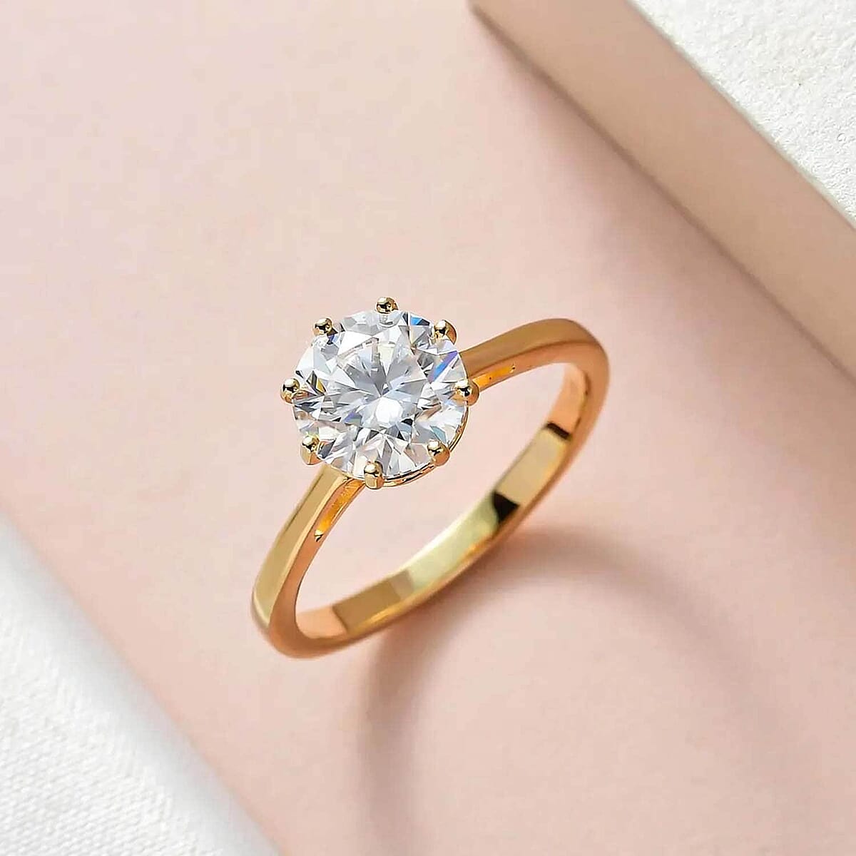 D'Joy Heart and Arrow Cut Moissanite 2.35 ctw Solitaire Ring in Vermeil YG Over Sterling Silver, Promise Rings For Women (Size 6.0) image number 1