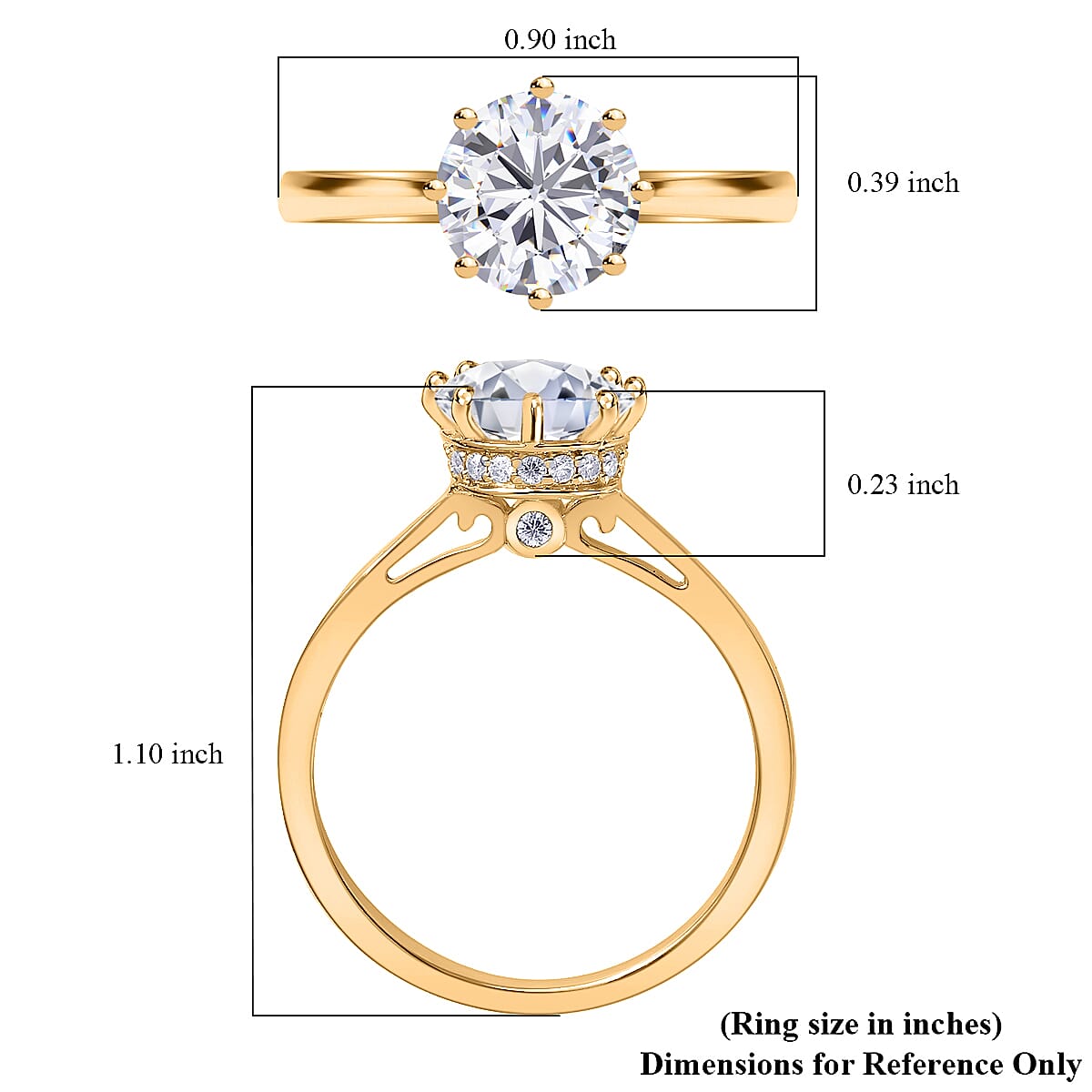 D'Joy Heart and Arrow Cut Moissanite 2.35 ctw Solitaire Ring in Vermeil YG Over Sterling Silver, Promise Rings For Women (Size 6.0) image number 7
