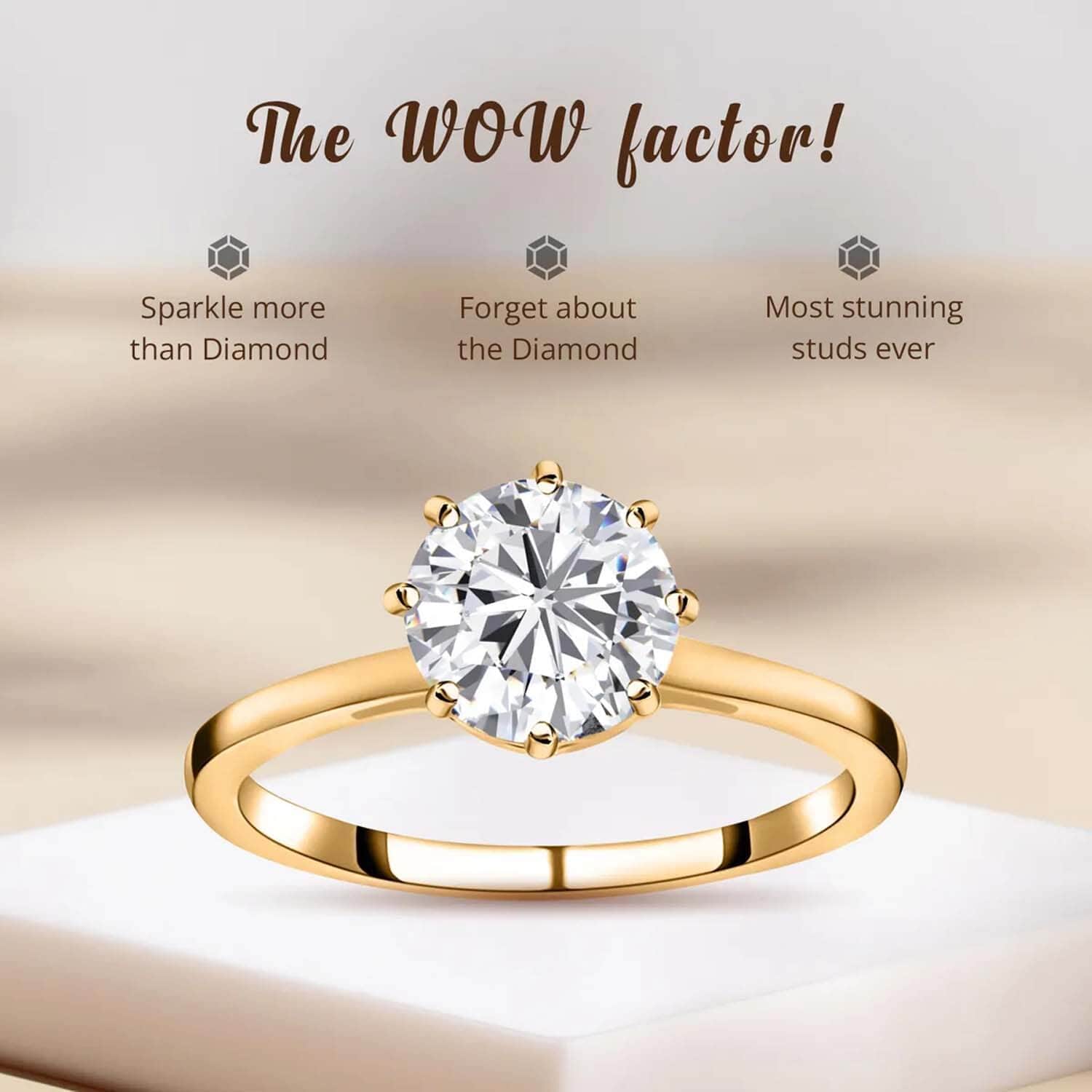 Buy Heart and Arrow Cut Moissanite Solitaire Ring in Vermeil YG