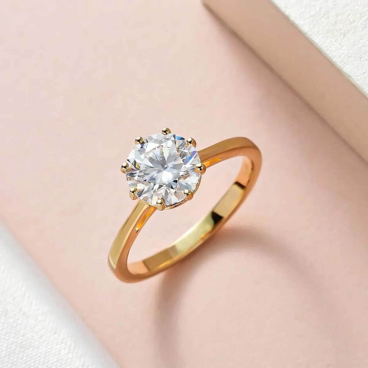 D'Joy Heart and Arrow Cut Moissanite 2.35 ctw Solitaire Ring in Vermeil YG Over Sterling Silver, Promise Rings For Women (Size 9.0) image number 1