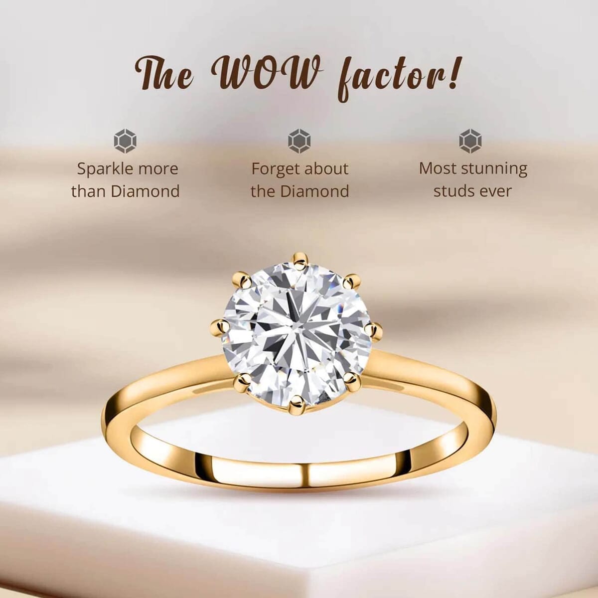 D'Joy Heart and Arrow Cut Moissanite 2.35 ctw Solitaire Ring in Vermeil YG Over Sterling Silver, Promise Rings For Women (Size 9.0) image number 4