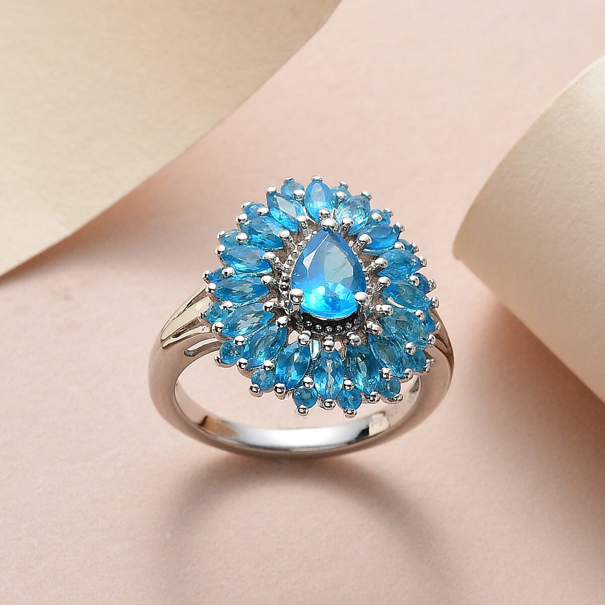 Malgache Neon Apatite Ring in Platinum Over Sterling Silver (Size 6.0) 2.40 ctw image number 1