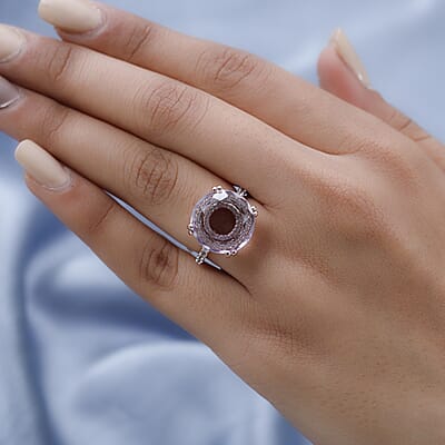 Rose De France Amethyst and White Zircon Ring in Vermeil Rose Gold Over Sterling Silver (Size 10.0) 13.40 ctw