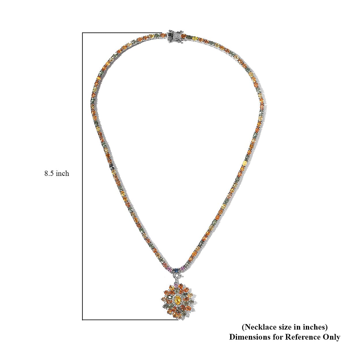 TLV Madagascar Yellow Sapphire, Multi Gemstone Floral Necklace (18 Inches) in Platinum Over Sterling Silver (19.75 g) 29.10 ctw image number 5
