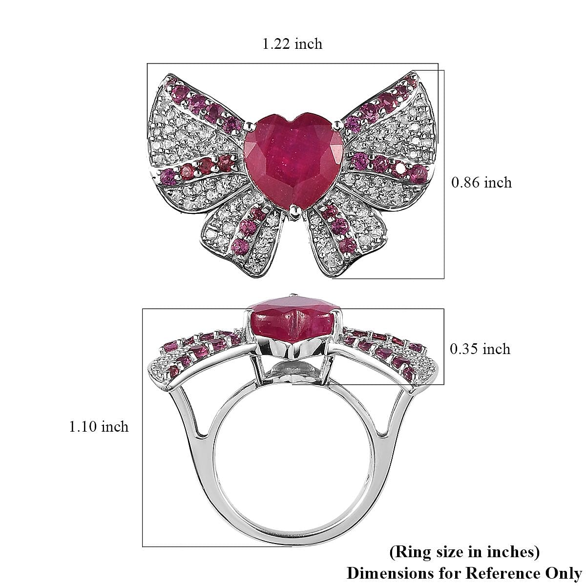 GP AMORE Collection AAA Niassa Ruby (FF) and Multi Gemstone Ring in Platinum Over Sterling Silver 7.25 ctw image number 5