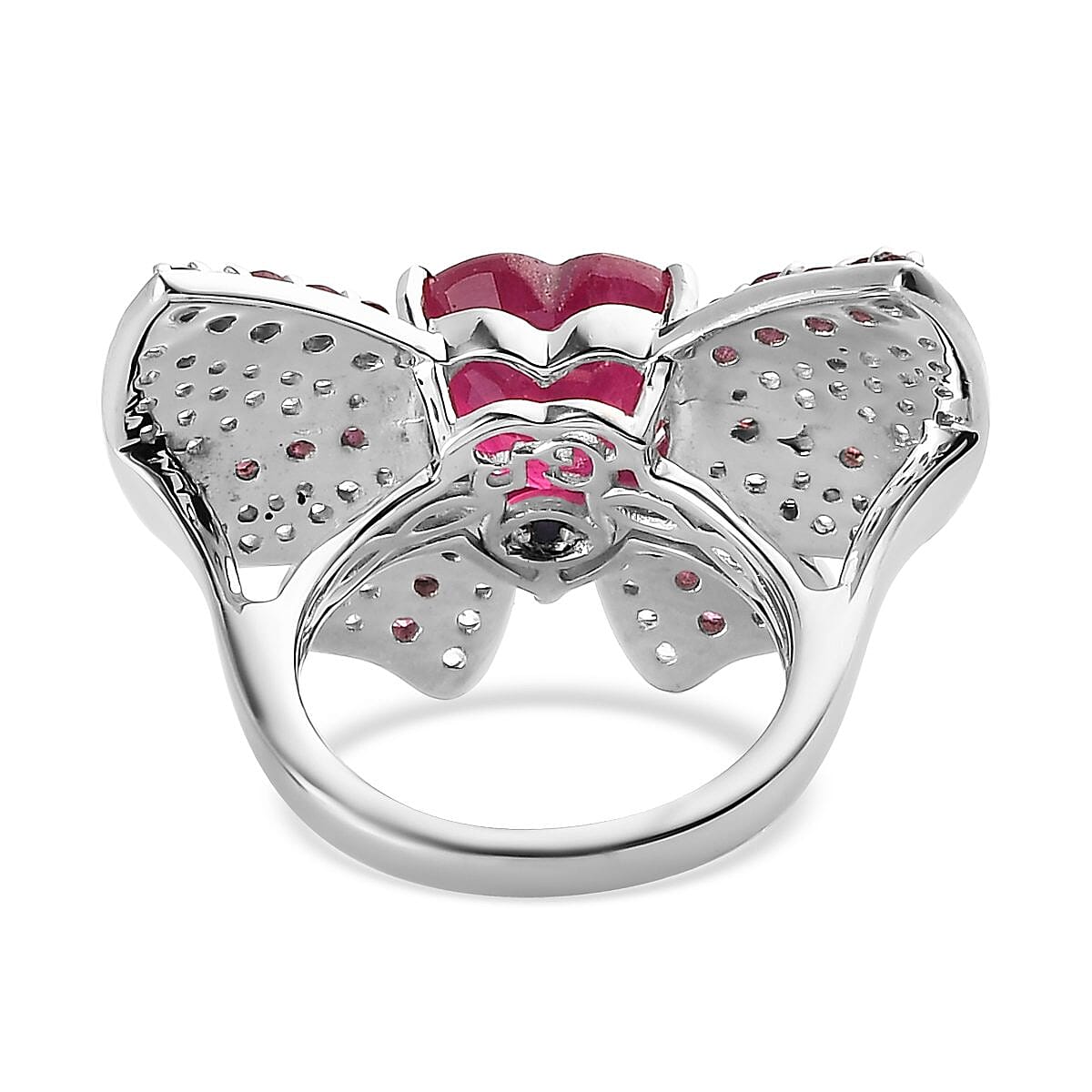 GP Amore Collection AAA Niassa Ruby (FF) and Multi Gemstone Ring in Platinum Over Sterling Silver (Size 8.0) 7.25 ctw image number 4