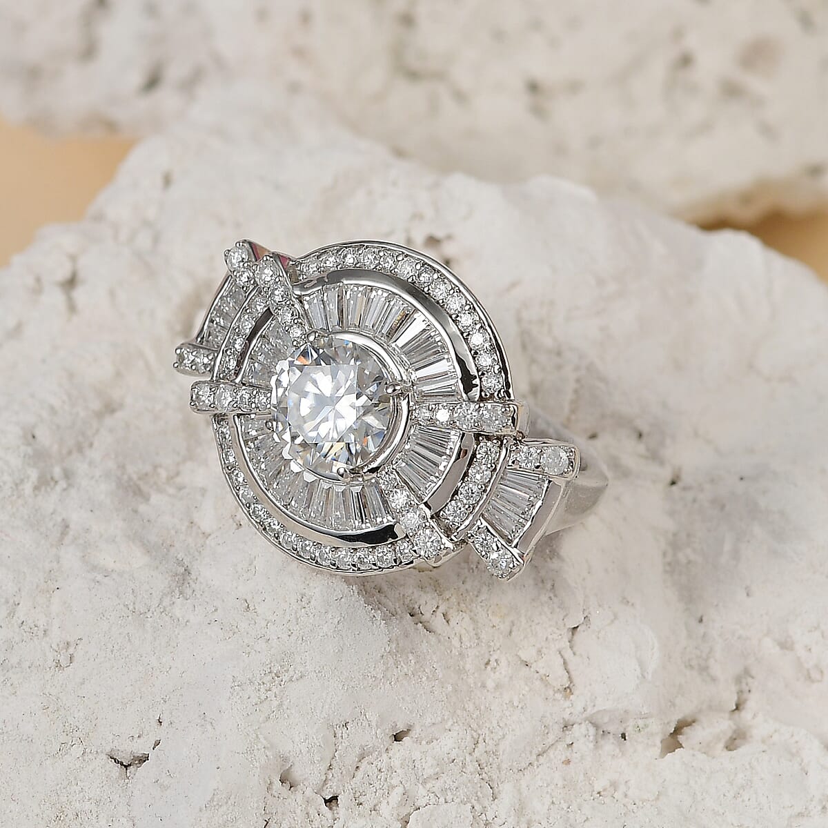 GP Bella Italia Collection Moissanite Ring in Platinum Over Sterling Silver (Size 10.0) 7.75 Grams 3.50 ctw image number 1