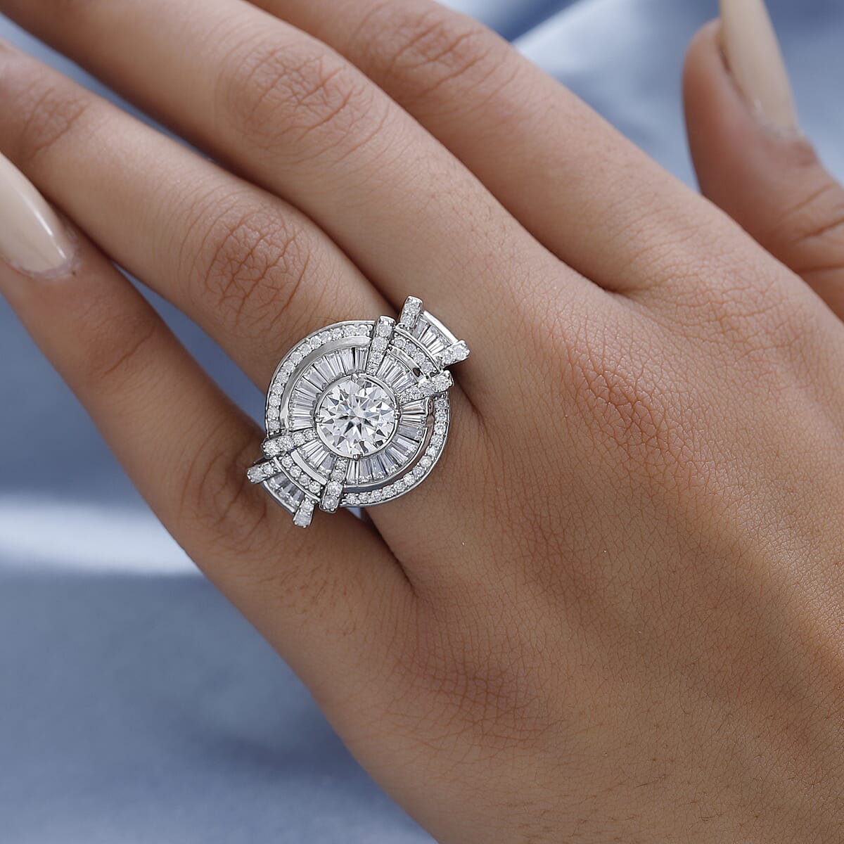 GP Bella Italia Collection Moissanite Ring in Platinum Over Sterling Silver (Size 10.0) 7.75 Grams 3.50 ctw image number 2