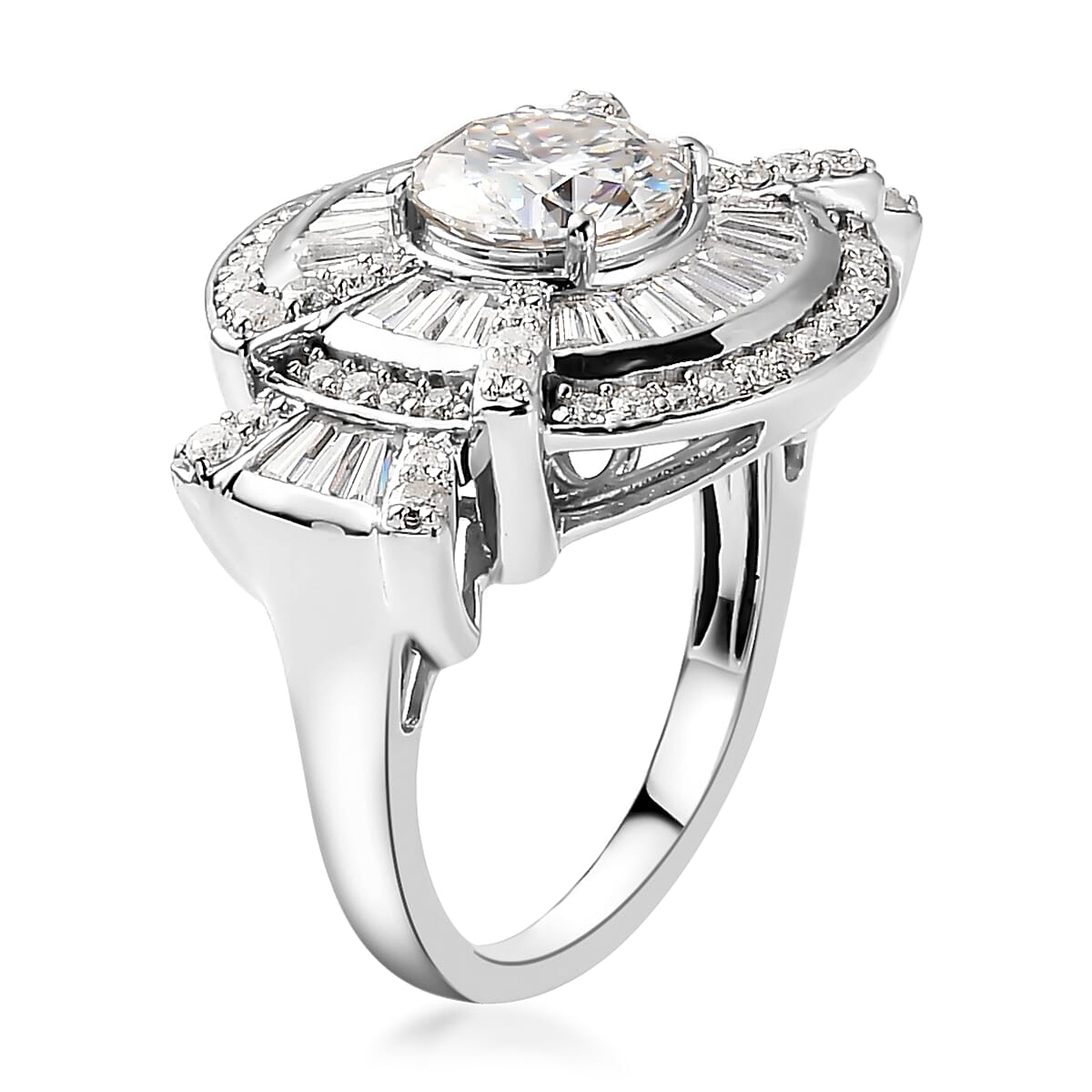 GP Bella Italia Collection Moissanite Ring in Platinum Over Sterling Silver (Size 10.0) 7.75 Grams 3.50 ctw image number 3