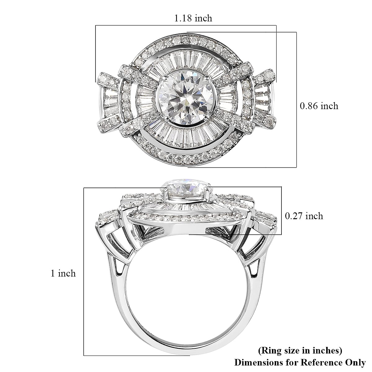 GP Bella Italia Collection Moissanite Ring in Platinum Over Sterling Silver (Size 10.0) 7.75 Grams 3.50 ctw image number 5