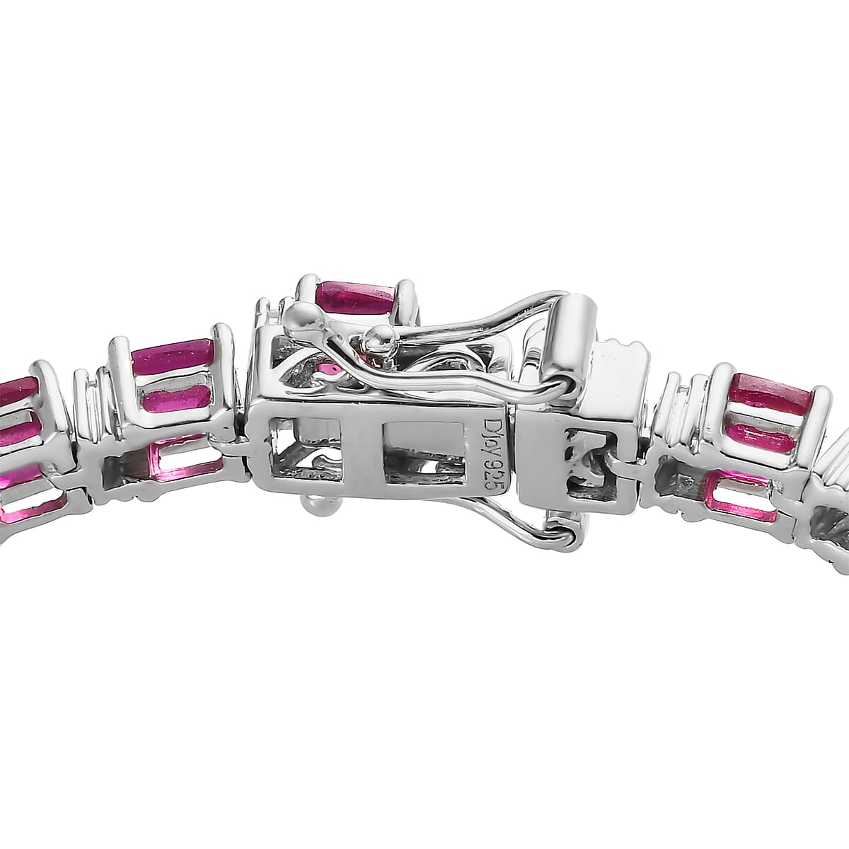 Asscher Cut Niassa Ruby (FF) and White Zircon Tennis Bracelet in Platinum Over Sterling Silver (7.25 In) 16.65 ctw image number 3
