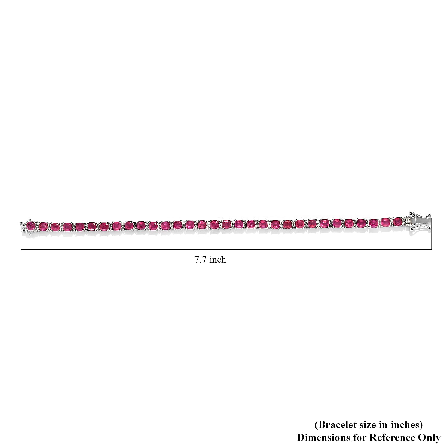 Asscher Cut Niassa Ruby (FF) and White Zircon Tennis Bracelet in Platinum Over Sterling Silver (7.25 In) 16.65 ctw