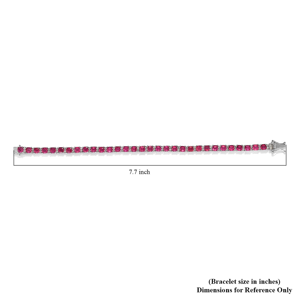 Asscher Cut Niassa Ruby (FF) and White Zircon Tennis Bracelet in Platinum Over Sterling Silver (7.25 In) 16.65 ctw image number 4