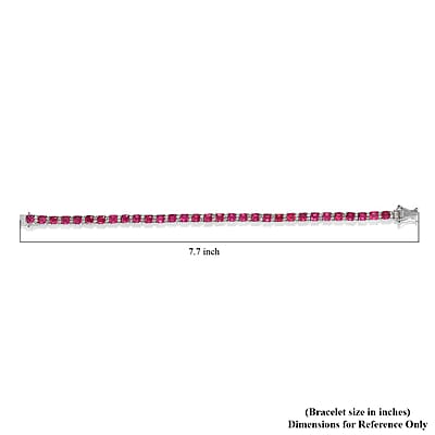 Asscher Cut Niassa Ruby (FF) and White Zircon Tennis Bracelet in Platinum Over Sterling Silver (7.25 In) 16.65 ctw