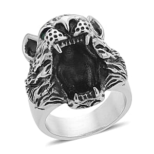 Neon Green Austrian Crystal Tiger Head Bottle Opener Ring in Stainless Steel (Size 9.0) | Tarnish-Free, Waterproof, Sweat Proof Jewelry