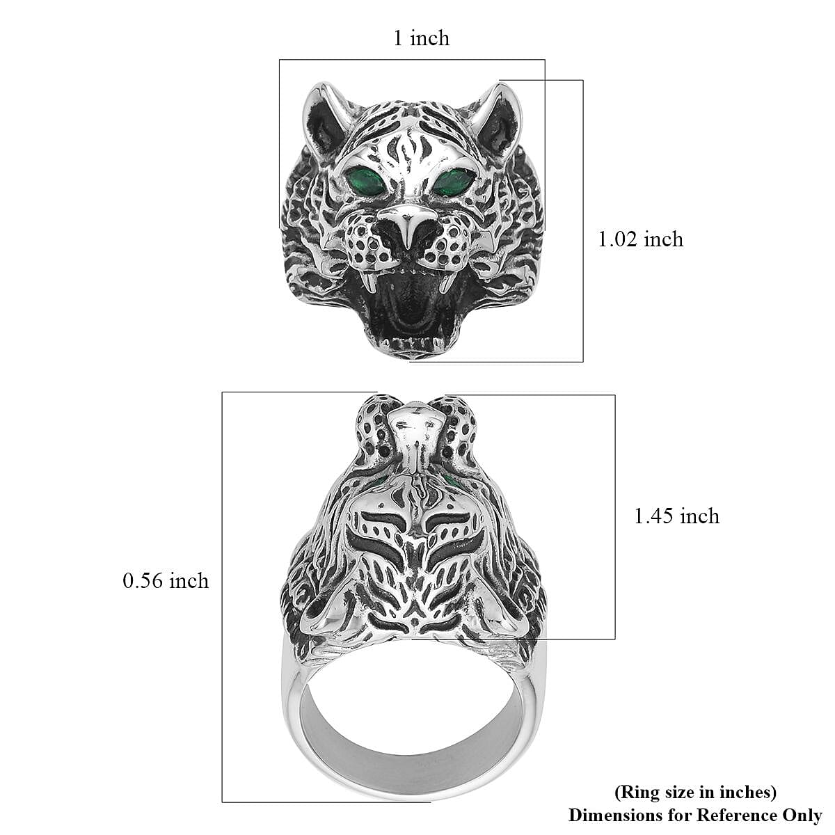 Neon Green Austrian Crystal Tiger Head Bottle Opener Ring in Stainless Steel (Size 9.0) | Tarnish-Free, Waterproof, Sweat Proof Jewelry image number 6