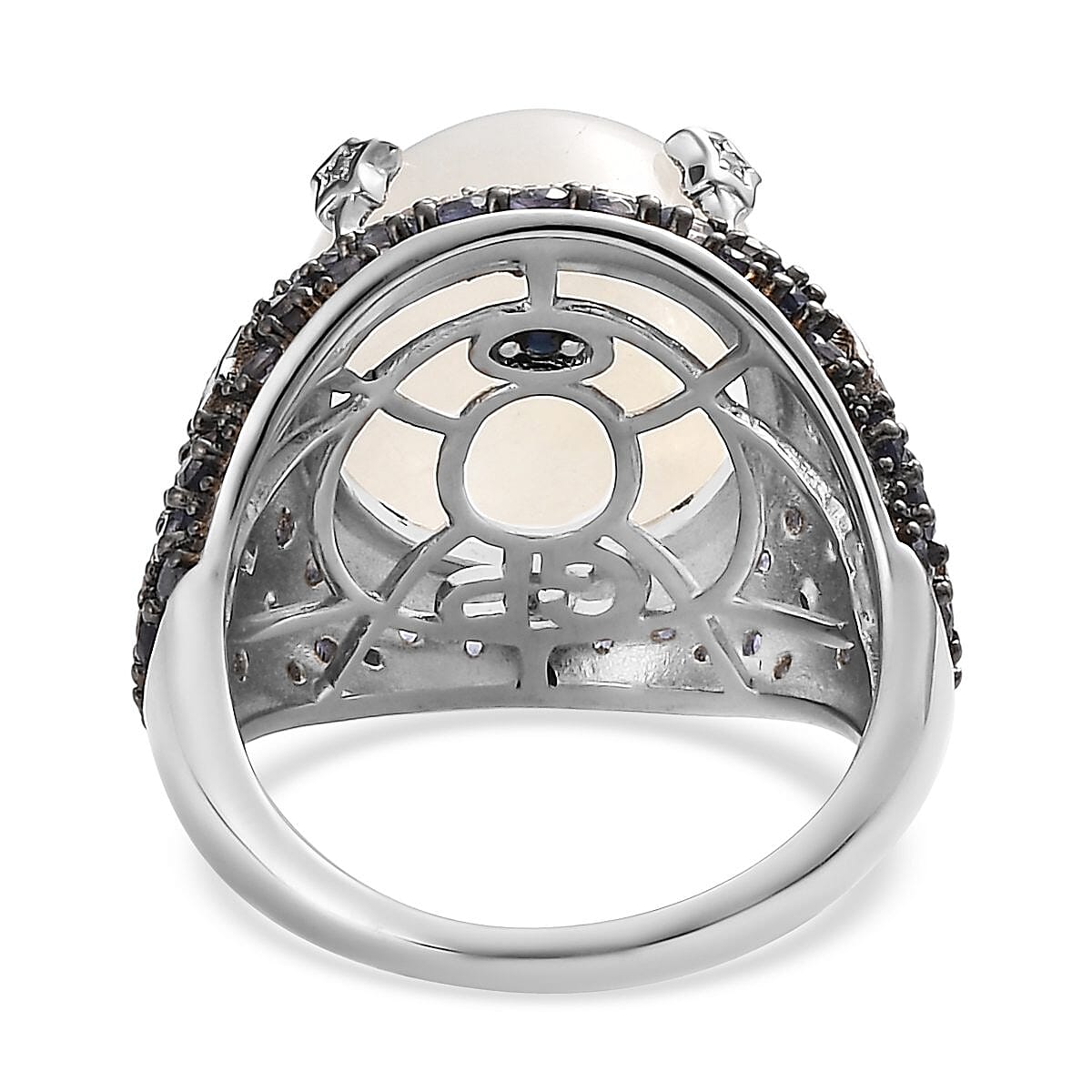 GP Celestial Dreams Collection Kuisa Rainbow Moonstone, Multi Gemstone Ring in Platinum Over Sterling Silver (Size 10.0) 13.65 ctw