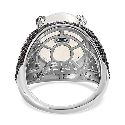 GP Celestial Dreams Collection Kuisa Rainbow Moonstone, Multi Gemstone Ring in Platinum Over Sterling Silver (Size 10.0) 13.65 ctw