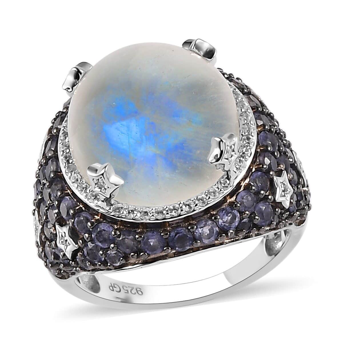 GP Celestial Dreams Collection Kuisa Rainbow Moonstone and Multi Gemstone Ring in Platinum Over Sterling Silver (Size 8.0) 13.65 ctw image number 0