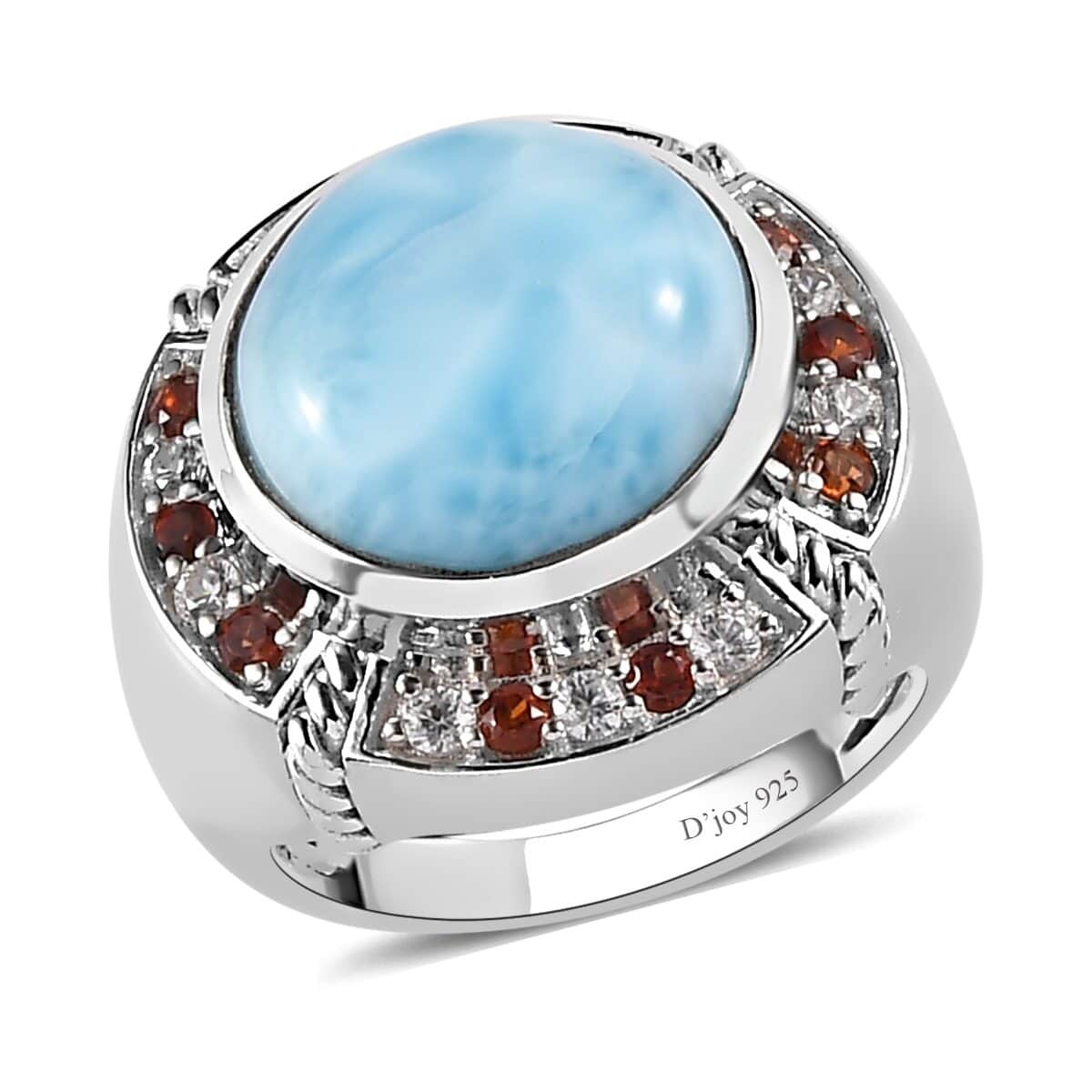 GP Bella Italia Collection Larimar and Multi Gemstone Double Halo Ring in Platinum Over Sterling Silver 8.15 Grams 9.65 ctw image number 0