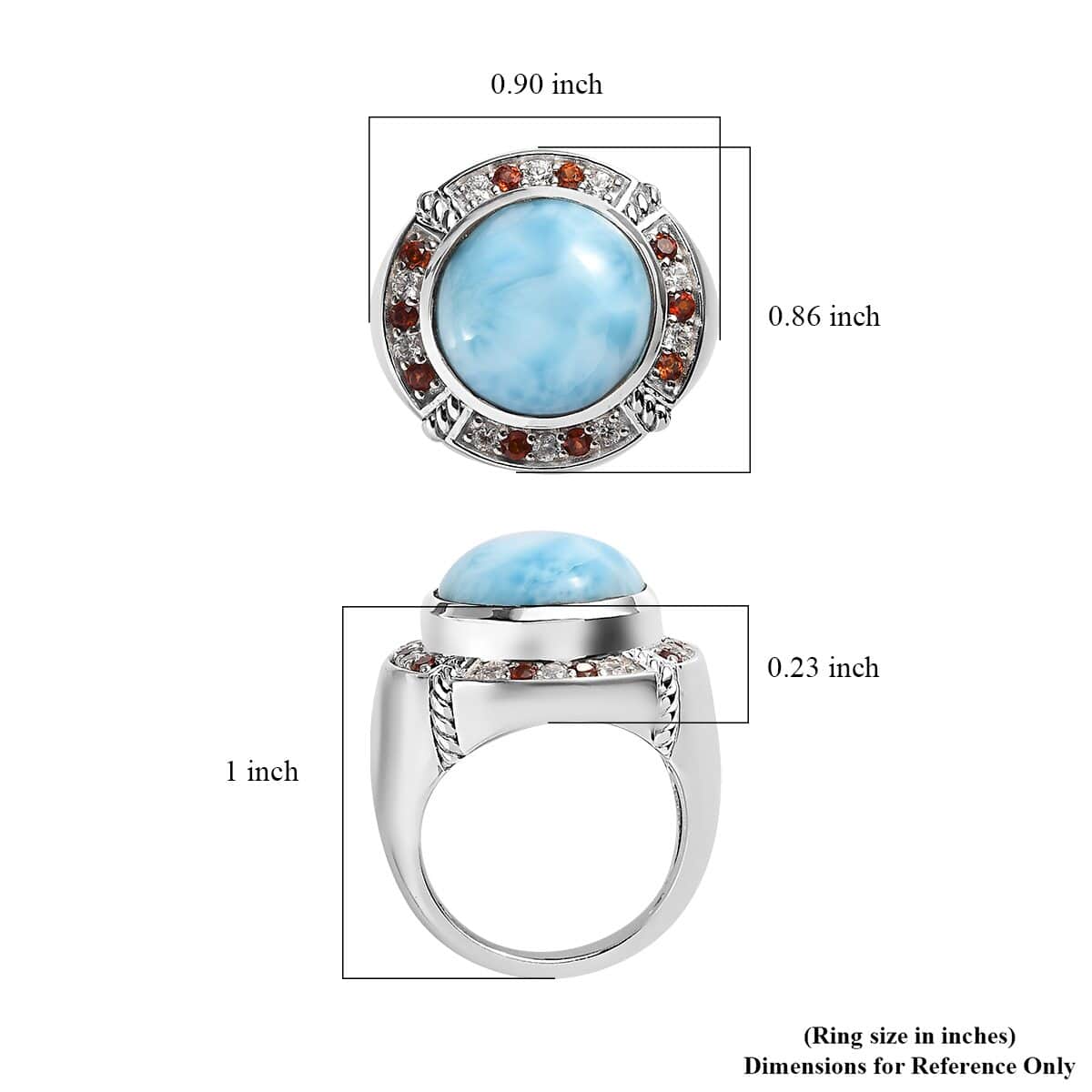 GP Bella Italia Collection Larimar and Multi Gemstone Double Halo Ring in Platinum Over Sterling Silver 8.15 Grams 9.65 ctw image number 5