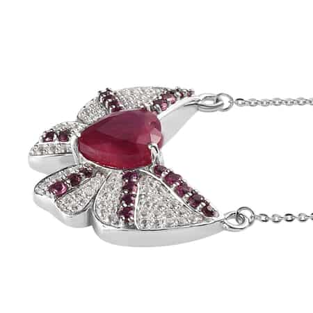 GP Amore Collection AAA Niassa Ruby (FF) and Multi Gemstone Necklace 18 Inches in Platinum Over Sterling Silver 7.15 ctw image number 3