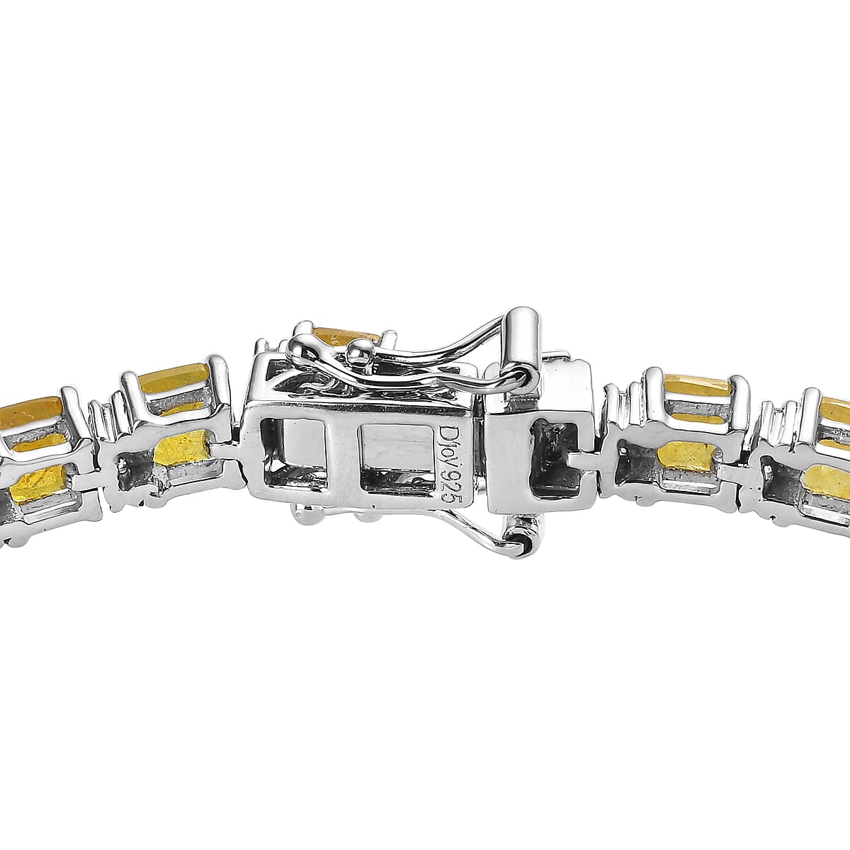 Asscher Cut Yellow Sapphire (FF) and White Zircon Tennis Bracelet in Platinum Over Sterling Silver (7.25 In) 16.75 ctw image number 3