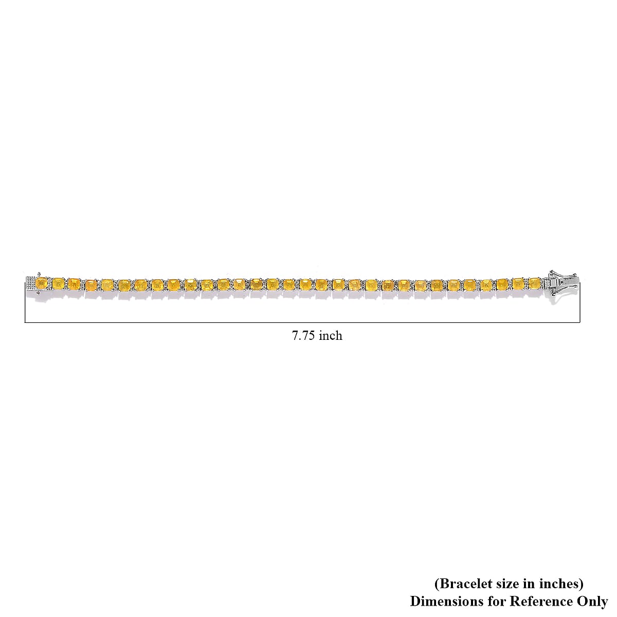 Asscher Cut Yellow Sapphire (FF) and White Zircon Tennis Bracelet in Platinum Over Sterling Silver (7.25 In) 16.75 ctw image number 4