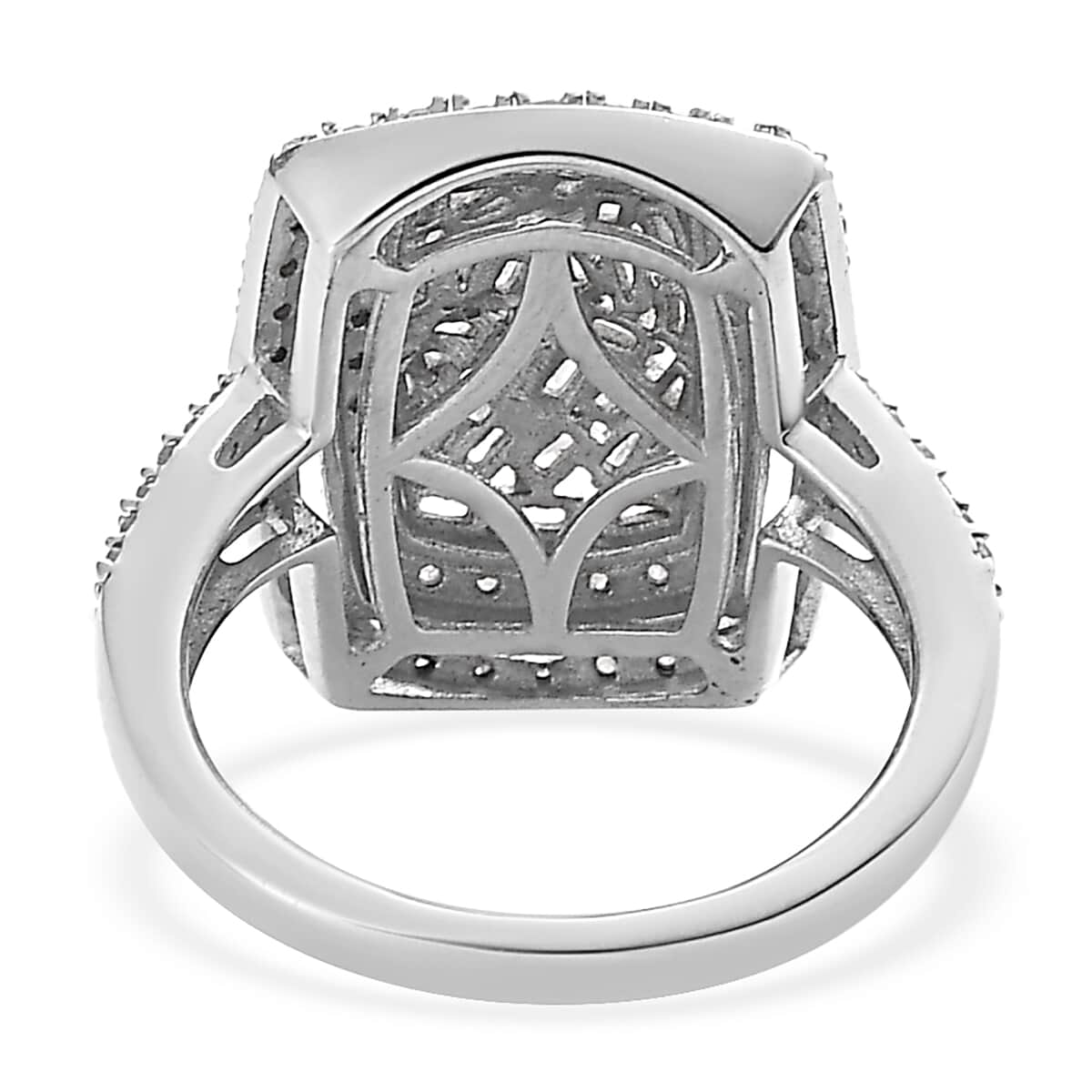 TLV Diamond Cocktail Ring in Platinum Over Sterling Silver (Size 10.0) 1.00 ctw image number 4