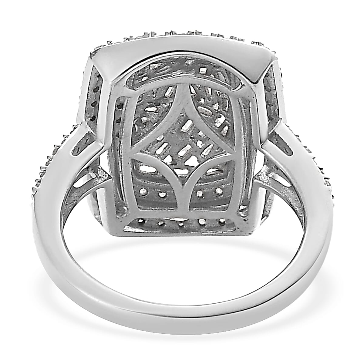 Natural Diamond Cocktail Ring in Platinum Over Sterling Silver (Size 6.0) 1.00 ctw image number 4