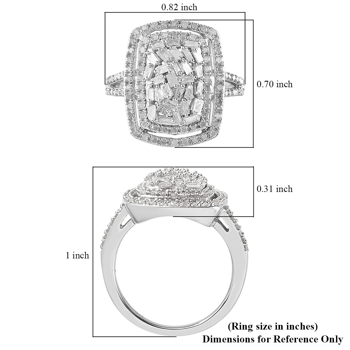 Natural Diamond Cocktail Ring in Platinum Over Sterling Silver (Size 6.0) 1.00 ctw image number 5