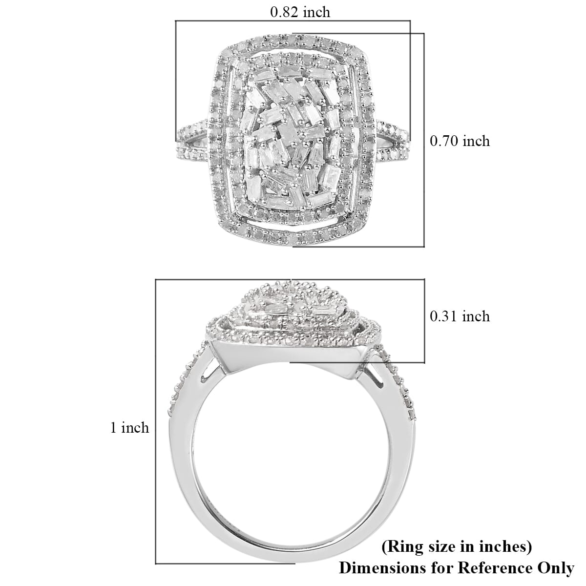 Natural Diamond Cocktail Ring in Platinum Over Sterling Silver (Size 8.0) 1.00 ctw image number 5