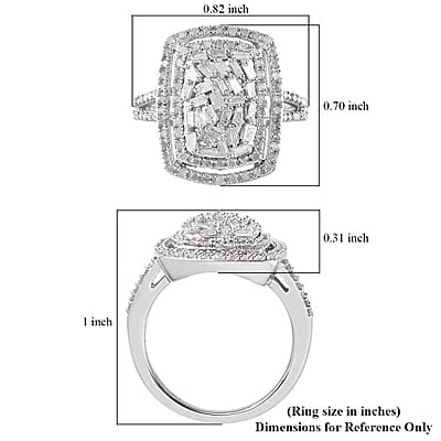 Natural Diamond Cocktail Ring in Platinum Over Sterling Silver (Size 8.0) 1.00 ctw
