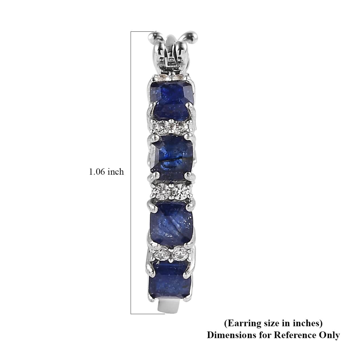 Asscher Cut Masoala Sapphire (FF) and White Zircon Inside Out Hoop Earrings in Platinum Over Sterling Silver 7.65 ctw image number 4