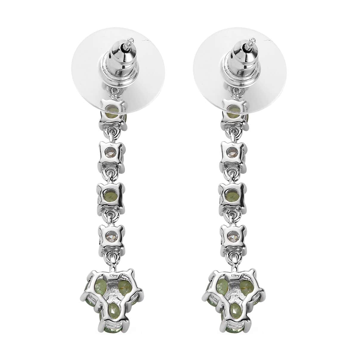 Ambanja Demantoid Garnet and Moissanite Dangling Earrings in Platinum Over Sterling Silver 2.90 ctw image number 3