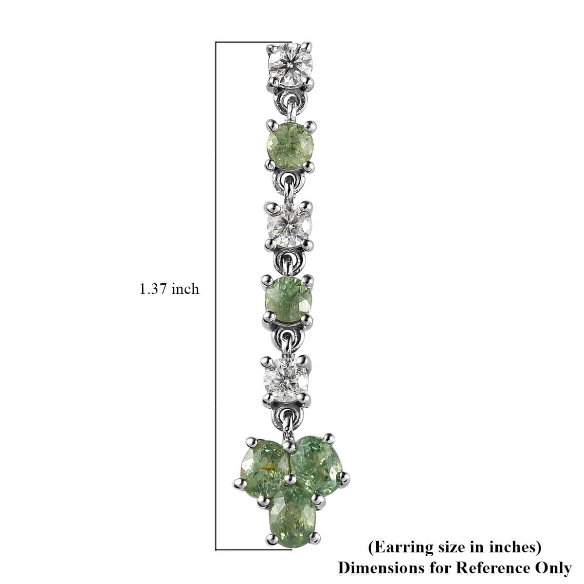 Ambanja Demantoid Garnet and Moissanite Dangling Earrings in Platinum Over Sterling Silver 2.90 ctw image number 4