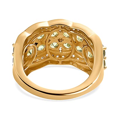 Ambanja Demantoid Garnet and White Zircon Ring in Vermeil Yellow Gold Over Sterling Silver (Size 10.0) 3.25 ctw