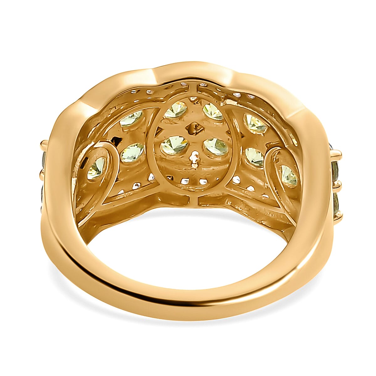 Ambanja Demantoid Garnet and White Zircon Ring in Vermeil Yellow Gold Over Sterling Silver (Size 8.0) 3.25 ctw image number 4