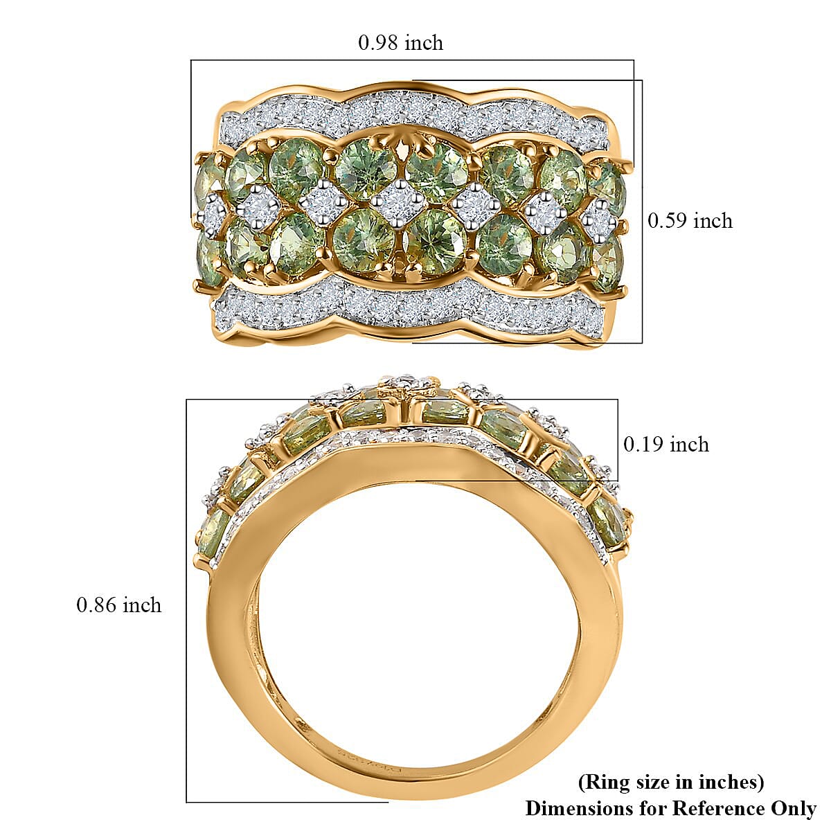 Ambanja Demantoid Garnet and White Zircon Ring in Vermeil Yellow Gold Over Sterling Silver (Size 8.0) 3.25 ctw image number 5