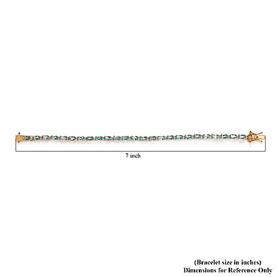 Madagascar Paraiba Apatite and Moissanite Tennis Bracelet in Vermeil Yellow Gold Over Sterling Silver (7.25 In) 7.35 ctw