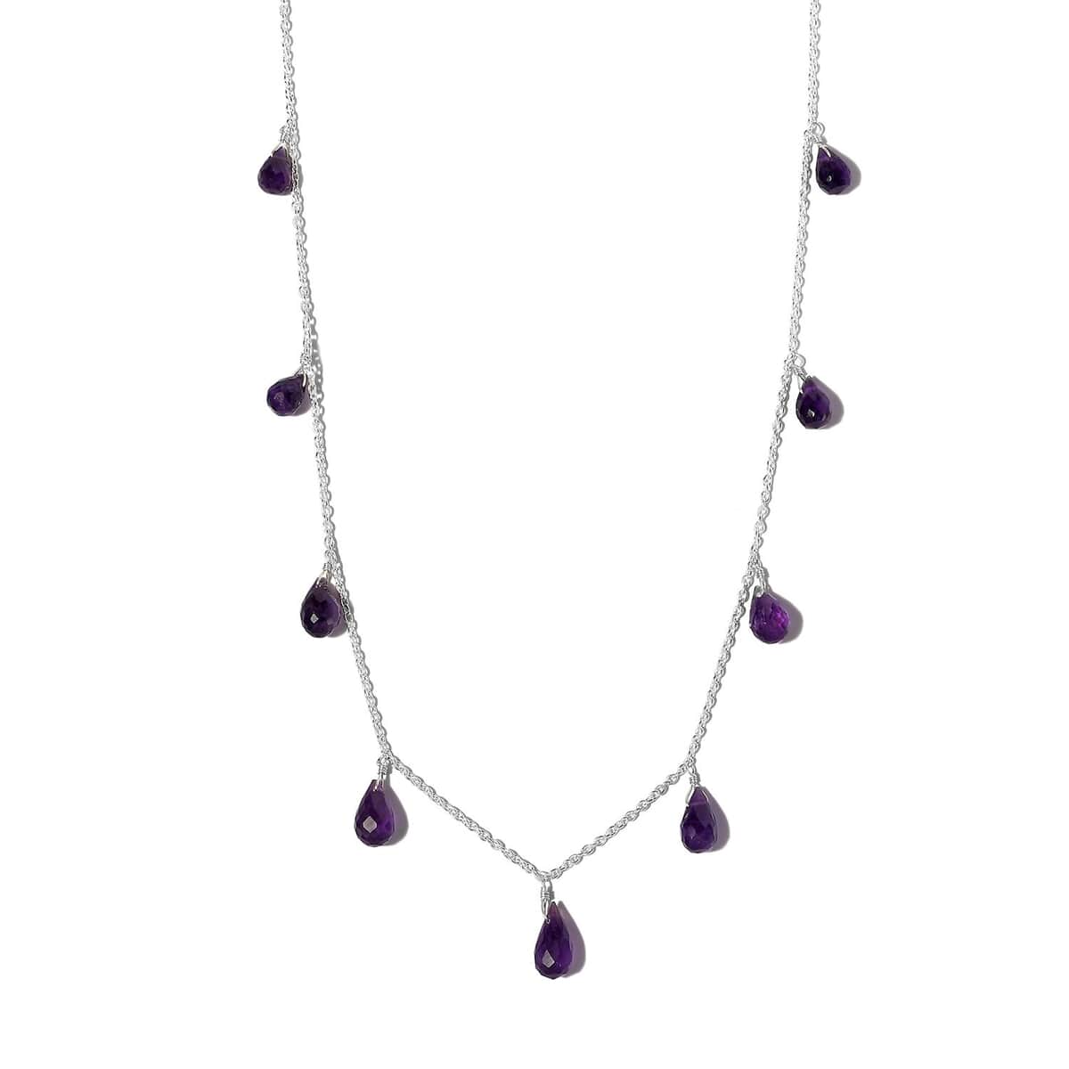 Amethyst Station Necklace 20 Inches in Sterling Silver 9.00 ctw image number 0