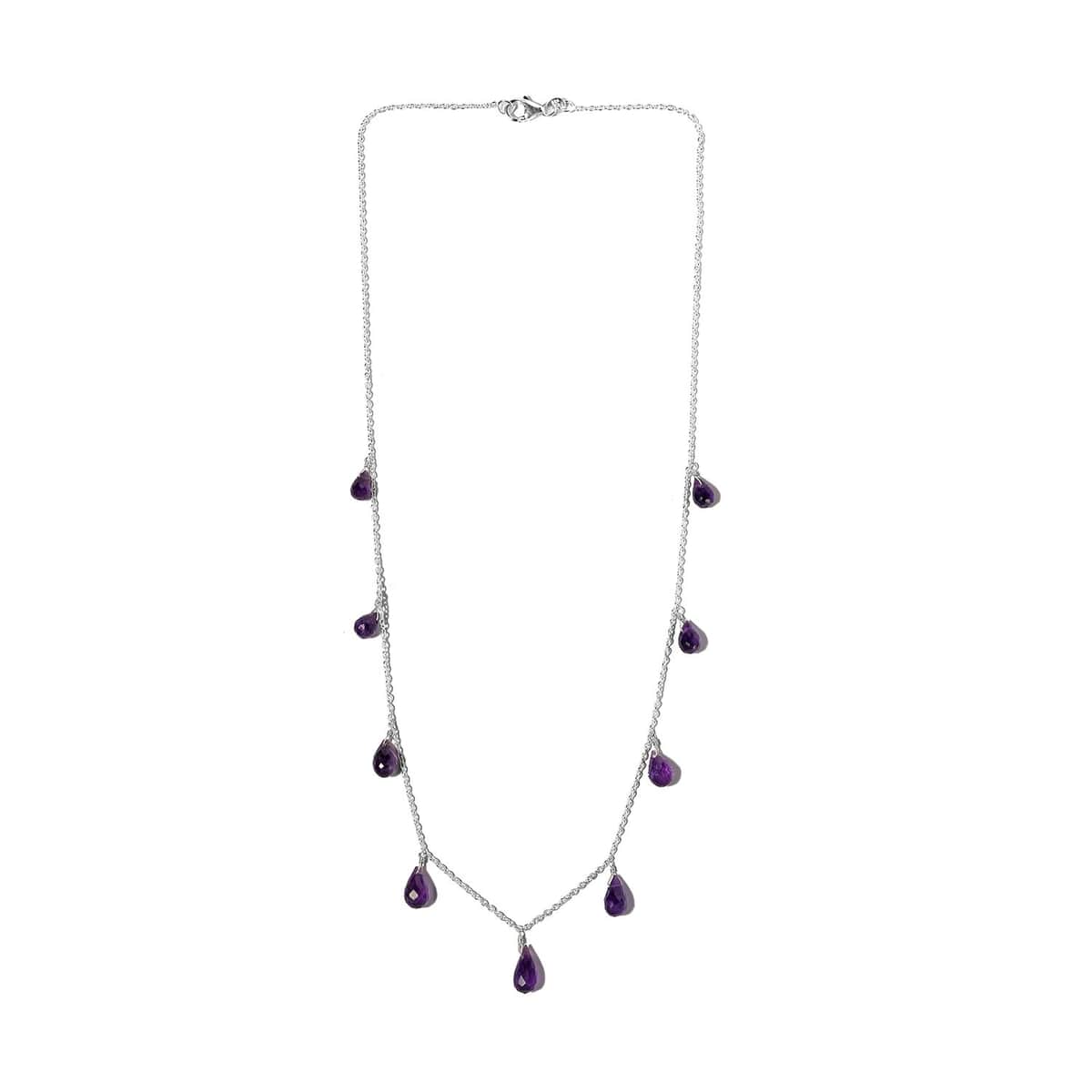 Amethyst Station Necklace 20 Inches in Sterling Silver 9.00 ctw image number 3