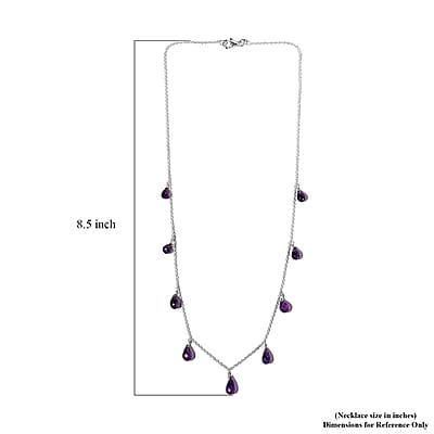 Amethyst Station Necklace 20 Inches in Sterling Silver 9.00 ctw