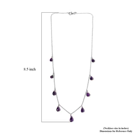 Amethyst Station Necklace 20 Inches in Sterling Silver 9.00 ctw image number 5