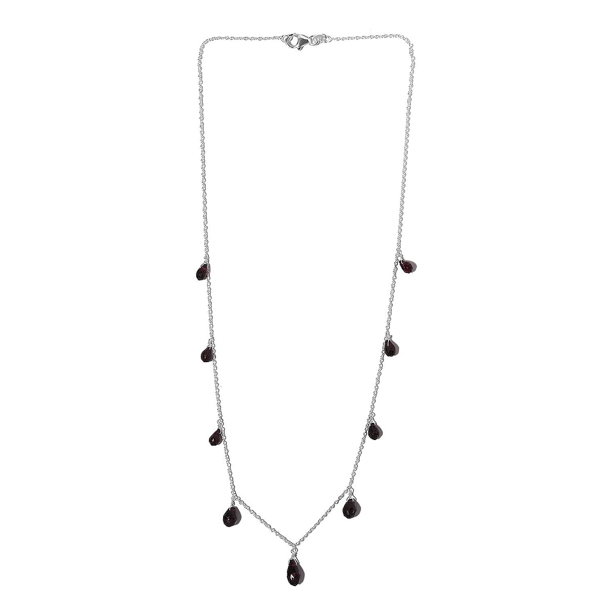 Mozambique Garnet Station Necklace 20 Inches in Sterling Silver 9.00 ctw image number 3