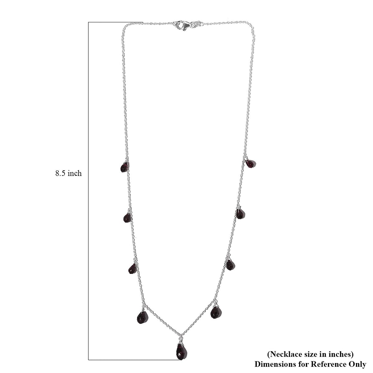 Mozambique Garnet Station Necklace 20 Inches in Sterling Silver 9.00 ctw image number 5