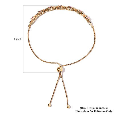 Premium Madagascar Pink Sapphire Bolo Bracelet in Vermeil Yellow Gold Over Sterling Silver 1.50 ctw