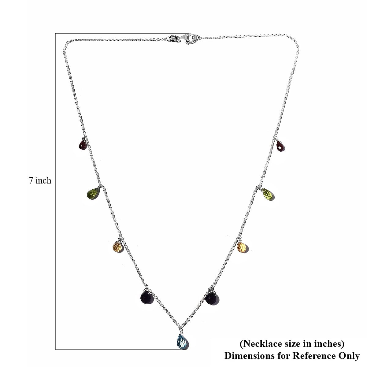 Multi Gemstone Station Necklace 20 Inches in Sterling Silver 11.25 ctw image number 5