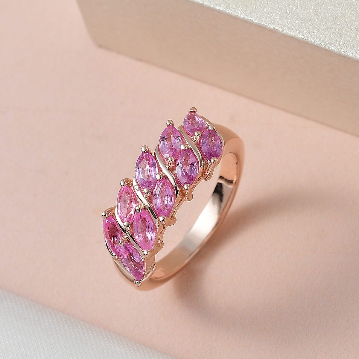 Premium Madagascar Pink Sapphire Ring in Vermeil Rose Gold Over Sterling Silver (Size 7.0) 1.40 ctw image number 1